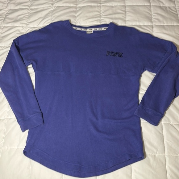 Victoria's Secret Pink Sweatshirt Purple Crew Neck -Love Pink- Lightweight XS - Picture 2 of 8
